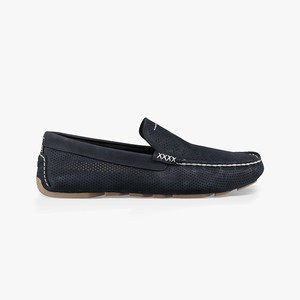 Ugg Henrick Stripe Perf Driver Men Moccasins Navy (4035QCIOP)